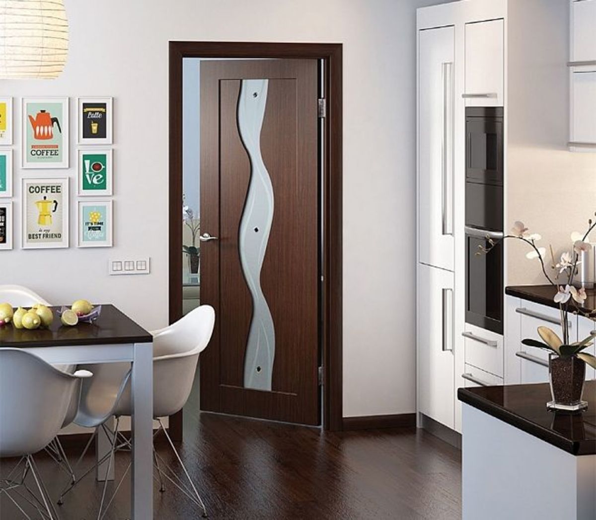 ламинированная дверь на кухне - пример